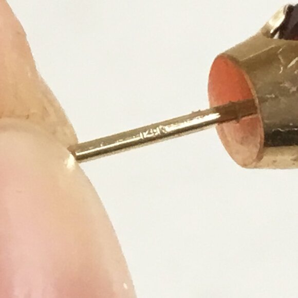 14K Gold Prong Set Red Stone Stud Pierced Earrings - Picture 8 of 12